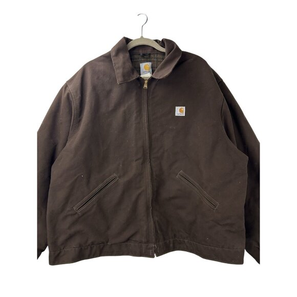 Vintage Carhartt Detroit Jacket Flannel Lined 2XL J200DKB Dark Brown Union Labor - Picture 8 of 16